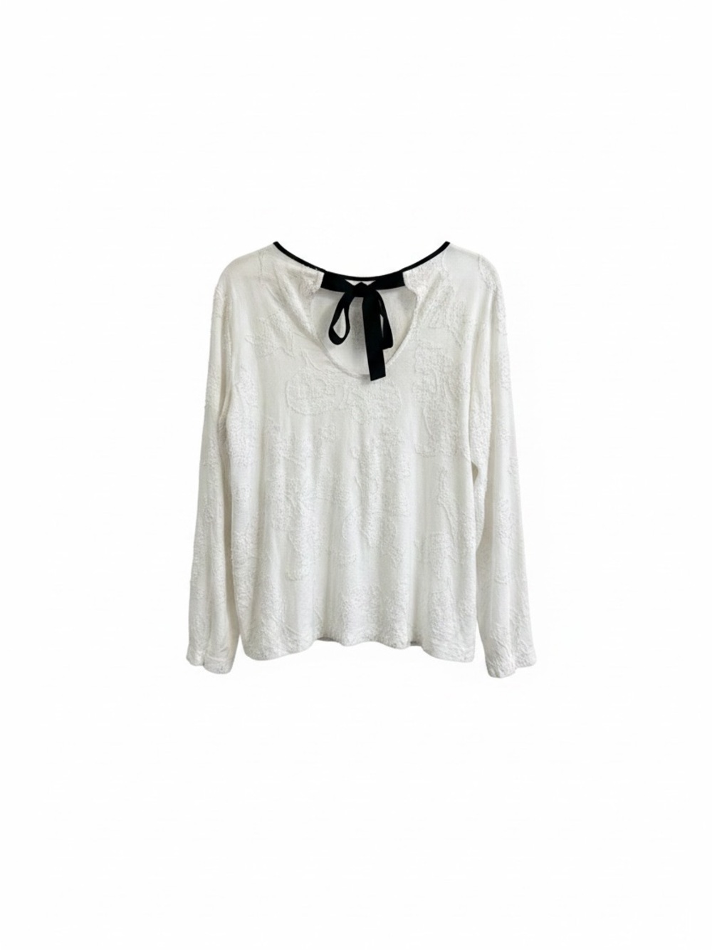 Loft Lace Knit Top with Black Tie Back
